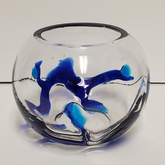 Art Glass Round Handblown Glass Bowl - Picture 2 of 11